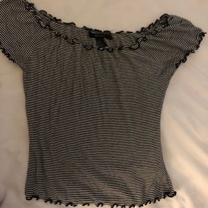 Forever 21 off the shoulder ruffle stripe top